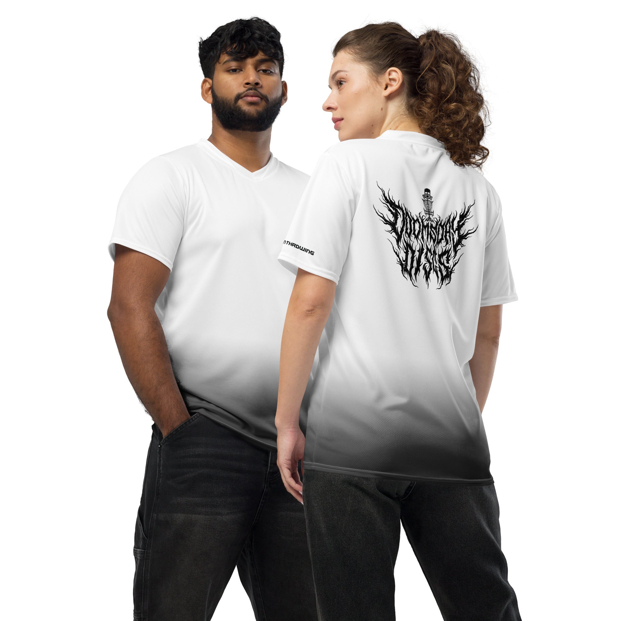 Metal Logo Unisex Jersey - White Fade – Doomsday Discs